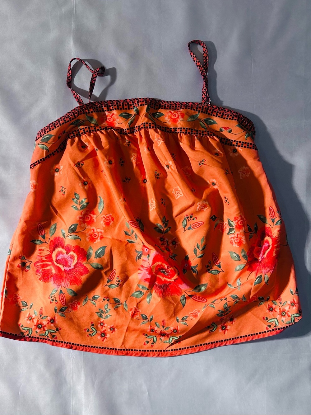 SHEIN Orange Floral Spaghetti-Strap Camisole